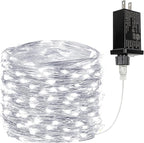 33Ft 100LED Fairy Lights Plug in, Waterproof String Lights Outdoor & Indoor 8 Modes with Timer, Christmas Light Bedroom Decor, Twinkle Light for Girl's Room Garden Christmas Decorations (Cool White)