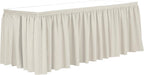 Ultimate Textile Pleat Polyester Fabric Table Skirt - Machine Washable Flame Resistant with Clips for Events, Weddings & Trade Shows, Cut & Sewn in Paterson, NJ - Ivory, 17' Shirred Pleat