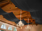 6 Panels Black Ceiling Drapes for Wedding, 5ftx30ft Ceiling Drapes Cheesecloth Sheer Fabric Curtain Wedding Arch Draping Fabric Romantic Ceilings Decorations for Weddings Party Ceremony Stage