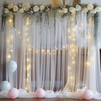 20ft X 10ft White Tulle Backdrop Curtain for Parites, Sheer Backdrop Curtains Fabric Drapes for Wedding Ceremony Arch Party Stage Decorations