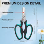 Garden Scissors Floral Shears, Professional Floral Scissors with Comfortable Grip Handle, Premium Garden Pruning Shears for Plants Trimming and Fruit Picking Trimming, Green