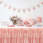 3 Pack 29 x108 Inch Rose Gold Foil Fringe Table Skirts Metallic Banner for Tinsel Streamer Garland Backdrop for Parade Floats Wedding Thanksgiving Birthday Christmas New Year Party Decoration