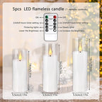 Flameless Candles,Battery Operated LED Candles Ideal for Halloween, Christmas,Home Decor,Home Party Wedding Indoor Outdoor,White 2.2X5“6”6“7”7“H