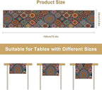 Bohemian Table Runner, Colorful Vintage Indian Mandala Floral Table Runners for Kitchen Dining Coffee Table Indoor Outdoor Party Decor, 13x108inch
