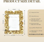 Cuspin Gold Picture Frame 4x6 Vintage Gold Frames, Ornate Leaf Textured Hand-Crafted Resin with Glass Front Antique Photo Frame for Tabletop Display, Retro Design Home Decor