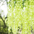 12 Pack Green Wisteria Hanging Flowers Garland, 3.77 Feet Artificial Flower Vines, Fake Wisteria, Artificial Vines Hanging Garland for Backdrop Outdoor Yard Garden Decor