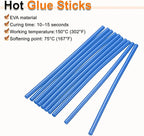 HARFINGTON 10pcs Hot Glue Sticks 0.28" Dia x 9.84" Long EVA Mini Hot Melt Adhesive Glue Stick for Hot Melt Gun Wood Plastic Glass Flowers Fabrics Foam, Blue