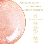 Rubtlamp 60 Pieces Pink Gold Plastic Plates - 10 inch Pink Plastic Dinner Plates - Hammer Pattern Design - Fancy Clear and Gold Disposable Plates Ideal for Mother's Day