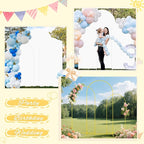 Metal Arch Backdrop Stand and White Wedding Arch Cover Set 7.2FT 6.6FT 6FT Wedding Arched Frame Balloon Arch Backdrop Stand with Spandex Arched Covers for Baby Shower Bridal Banquet Decor