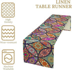 Boho Floral Table Runner,Colorful Flower Retro Bohemian Table Cloth Kitchen Dining Table Home Party Decoration 13x120 Inch