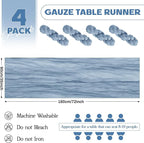 Aktor 4 Pack Dusty Blue Table Runner Boho Cheesecloth Table Runner Semi Sheer Gauze Fabric Runners for Wedding Birthday Baby Shower Party Boho Table Decoration（Dusty Blue）