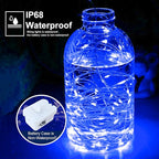 pozzolanas 24 Pack 7ft Waterproof LED Fairy Lights - Battery Operated String Lights with 20 LEDs for Home, Mason Jar, Party, Wedding, Halloween, Christmas Decorations (12 Purple & 12 Blue)