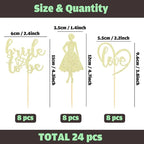 Sotpot 24PCS Bride to Be Cupcake Toppers with Heart Gold Glitter Dress Bridal Shower Cupcake Picks for Wedding Bridal Shower Wedding Engagement Party Cake Decorations