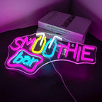 Looklight Smoothie Bar Neon Sign,Words Neon Signs for Wall Decor,Pink Letter Dimmable LED Neon Light Bar Sign,USB Light Up Signs for Store Beverage Cool Smoothie Bar Shop