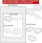 18pcs Blank Photo Booth Props Black Chalkboard Photo Booth Props Frame with Bubble DIY Photo Props for Birthday Wedding Party Supplies（White）