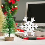 Snowflake Decorations Christmas Decor 6Pcs Winter White Wooden Snowflakes Standing Christmas Tiered Tray Decor Winter Wonderland Decorations for Indoor Home Xmas Table Shelf Fireplace Mantel