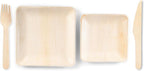 Luxe Designs Palm Leaf Plates - Eco-Friendly Alternative to Bamboo & Plastic - Heavy-Duty Compostable & Biodegradable Party Plates - Microwave & Oven Safe Dinnerware - 50 10"x25 & 8"x25 with Utensils