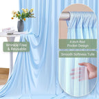 Baby Blue Tulle Backdrop Curtain for Parties Wedding,5ft x 10ft Wrinkle Free Curtain Backdrop,2 Layer Drapes for Backdrop,Polyester Back Drop for Bridal Shower Birthday Baby Shower Photography