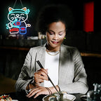 Wanxing LED Neon Sign for Wall Decor, Ramen Cat Eat Sushi Neon Light, USB Powered Dimmable, 5V/2A, 12.6"x13.8" for Home, Party, Gift, Office, Bedroom, Kitchen, Sushi Lover