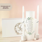 Unity Candles for Wedding, Modern Unity Set, Custom and Personalized Taper Candles with Bible Quote, Unscented White Premium Wax, Religious and Wedding Ceremony, Special Events (Custom Initials)