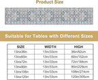 Vintage Boho Floral Table Runner, Rustic Country Farmhouse Blue Yellow Retro Flower Pattern for Home Kitchen Table Decor Dining Coffee Room Party Decor 13x108in