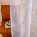 Sheer Curtains White-Beige 95 Inch Length, Boho Farmhouse Curtains for Bedroom Rod Pocket Vintage Farmhouse Drapes with Scroll Floral Patterned for Living Room, 84 Inch Curtains 2 Panel set, 52"x 95".