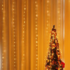 Dazzle Bright Curtain String Lights, 300 LED 9.8ft x9.8ft Warm White Fairy Lights with 8 Lighting Modes, Waterproof Lights for Bedroom Christmas Party Wedding Home Garden Wall Decor