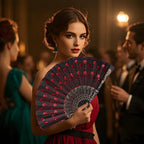 QIRMIZI 10 Pack Fabric Folding Handheld Fans, Perfect for Weddings, Parties, and Dancing,Red