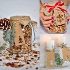 jijAcraft Christmas Gift Tags - 150Pcs Christmas Tags with String, Blank Kraft Paper Hollow Trees, Rudolph, Snowflake Shapes Holiday Labels for Xmas Party Favors, DIY Crafts, Jar