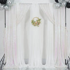 Poise3EHome White Iridescent Sequin Backdrop Curtains,4 Panels 2FTx8FT Glitter Background for Party Birthday Party Baby Shower Wedding Christmas Thanksgiving Halloween Holiday Festival Decor