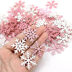 200PC Pink Glitter Snowflake Confetti Winter Onderland Decorations Paper Snowflakes Table Scatter for Winter Wonderland Birthday Baby Shower Party Decor