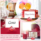 Boao 24 Pack Diamond Place Card Holders Acrylic Table Number Holder Card Stands Crystal Diamond Party Decorations Favor for Weddings Home Table(Red)