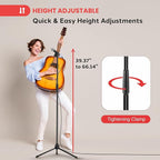Pyle Tripod Microphone Stand, Height Adjustable from 39.37" to 66.14'', Mic Stand for Floor, Sturdy and Durable Build, Non-Slip Rubber Feet, With 5/8" Screw Adapter, Cable Clip, Compact Folding Design