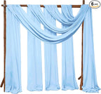 6 Panels Wedding Arch Drapery Baby Blue 28"x20Ft Wedding Arch Draping Fabric Chiffon Fabric Drape Sheer Backdrop Curtain for Weddings Party Swag Ceremony Birthday Arbor Drapery Reception Ceiling Décor