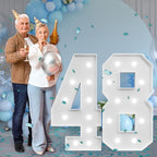 imprsv Marquee Numbers Large 48th-Birthday Decorations: 4ft Light Up Number Party Decor 48 Year Old 84th Birthday Decoration Backdrop 84 Anniversary Cardboard Big Mosaic Balloon Frame Number 48