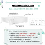QueenDream White Sequin Tablecloth Rectangle 90 x 156 Inch Table Cloth for Wedding Bridal Shower Party Decorations