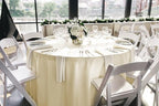 12 Pack 120 Inch Round Tablecloth, Beige Polyester Fabric Table Cloth for Round Table, Washable Tablecover for Wedding Party Dining Buffet Banquet Restaurant and Camping