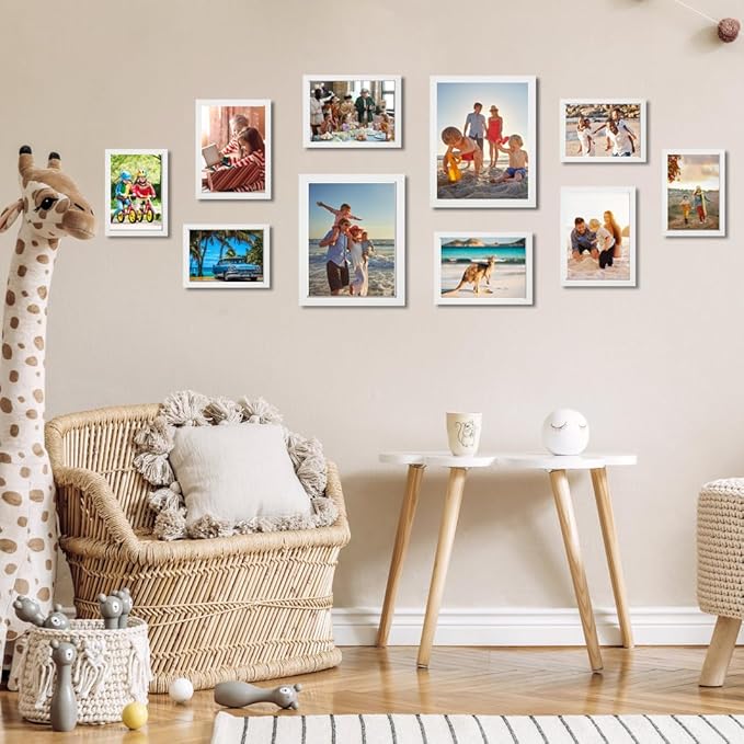 KTKDE 8.5 by 11 Picture Frame White, Picture Frames 8.5 x 11frame with Shatter Resistant Plexiglass for Wall Mounting Display Horizontally or Vertically Hanging, Diploma Certificate Frames 8.5 x 11