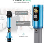 Wireless Microphone, Bietrun UHF Metal Dual Handheld Cordless Dynamic Mic System with Rechargeable Receiver, 1/4‘’Output, for Karaoke, Church, Speech, Wedding, Party Singing(160 ft Range)-Auto Connect