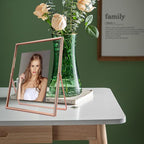 Rose Gold Floating Frame, 8"x10", Vertical, For Picture 7x9, 6x8, 5x7, Tabletop Shelf Photo Frame For Lady or Girl, Classy Gift For Anniversary, Wedding, or Birthday