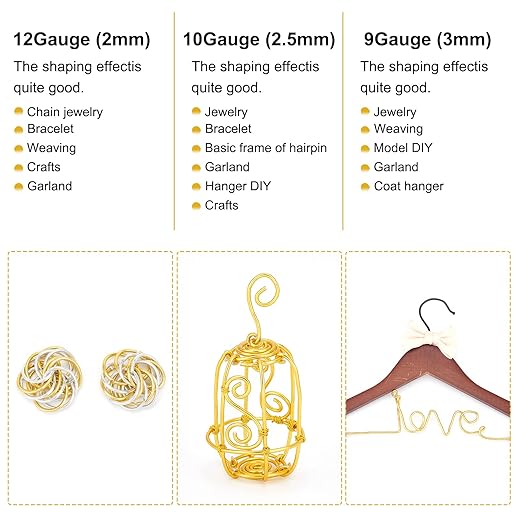 BENECREAT 12 Gauge 100FT Aluminum Wire Anodized Jewelry Craft Making Wire Beading Floral Aluminum Craft Material for Jewelry Craft Sculpture, Plant Gardening, Skeleton Making, Copper Tone