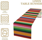Mexican Table Runner,Colorful Stripe Art Table Runner for Kitchen Dining Table Home Party Decoration 13x90 Inch