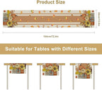 Autumn Table Runner,Thanksgiving Fall Pumpkin Leaves Floral Table Cloth for Kitchen Dining Table Decoration Home Party Decor 13x120 Inch