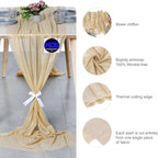 MDS Halloween Chiffon Table Runner - 12 Pack, 29 x 170 Inches, 14ft Each - Sheer Spooky Table Runners for Haunted House Parties, Trick-or-Treat Tables, Witchy Décor, Wedding & Events - Champagne Gold