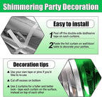 6 Pack Silver Green Foil Fringe Curtain Backdrop, 3.28Ft x 8.2Ft Metallic Tinsel Foil Fringe Streamer Curtains for Photo Booth, Birthday, Wedding, New Year Party Decorations