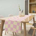 Hippie Table Runner Retro Geometric Square Purple Grid 60s70s Style Kitchen Restaurant Decoration for Indoor and Outdoor Wedding Party Table Runner 13x60 Inch