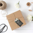 Andaz Press 100-Pack Personalized Thank You Tags with Bakers Twine Chalkboard Florals Custom Cardstock Gift Tags for Wedding Party Favors 2 x 3.75-Inches