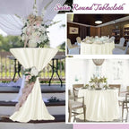 fani 6 Pack 108 Inch Ivory Round Tablecloth - Premium Silky Satin Tablecloth Overlay Smooth Fabric Table Cover Linens, Table Decoration for Wedding Party Banquet Events Restaurant Kitchen Dining