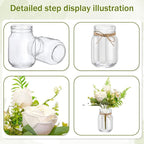 12 Pcs Mason Jar Table Centerpiece Floral Table Centerpiece Vases with Flower for Wedding Reception Party Decor