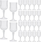 JLYLOL Plastic Vintage Wine Glasses 7OZ Plastic Goblets Vintage Drinking Glasses 24PCS Retro Wedding Glassware Water Goblets Reusable Drinking Cups for Party,Reception,Celebration,Bar,Whiskey(White)